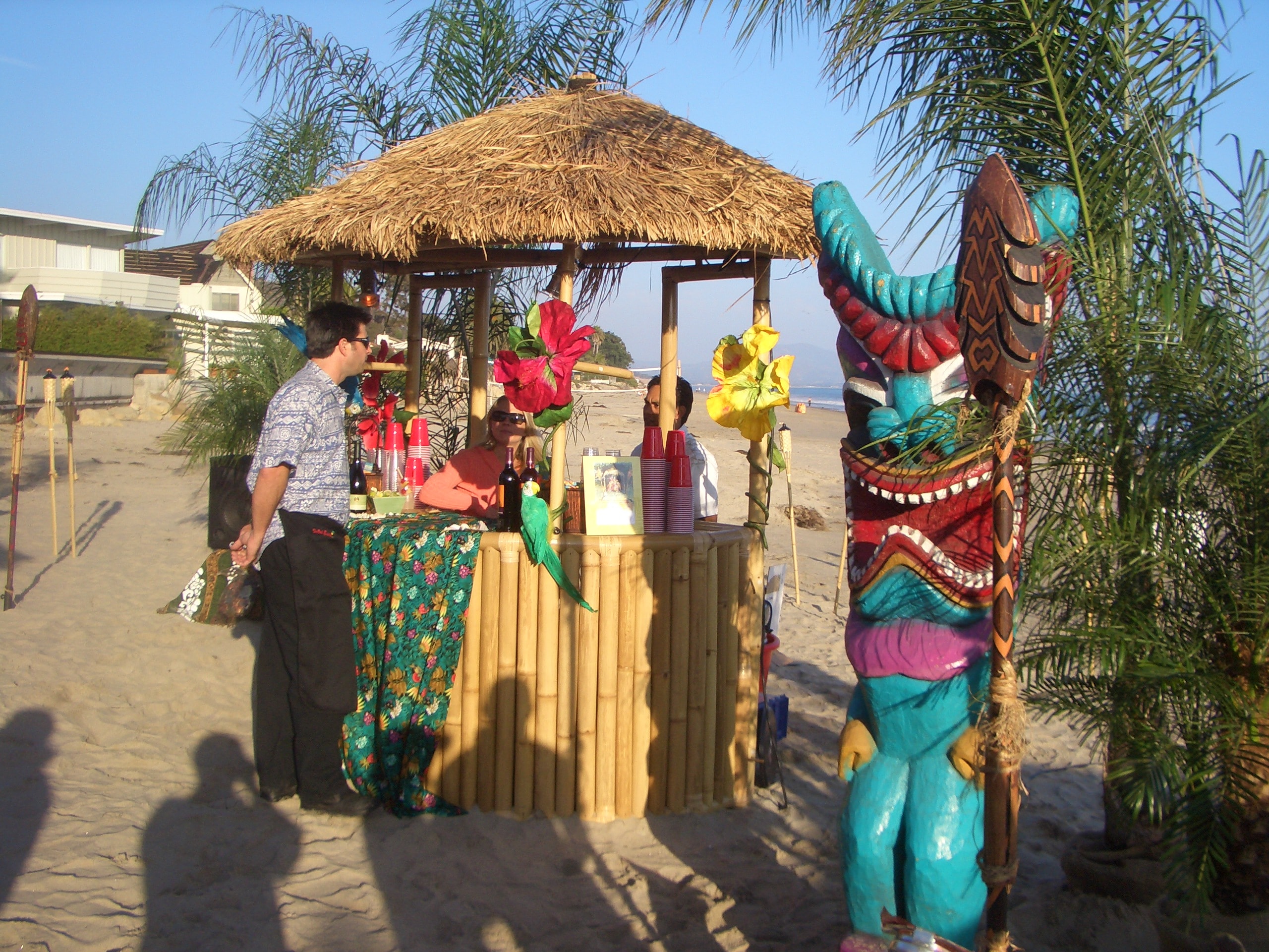 Corporate luau guests and live Polynesian entertainment at a Las Vegas resort venue