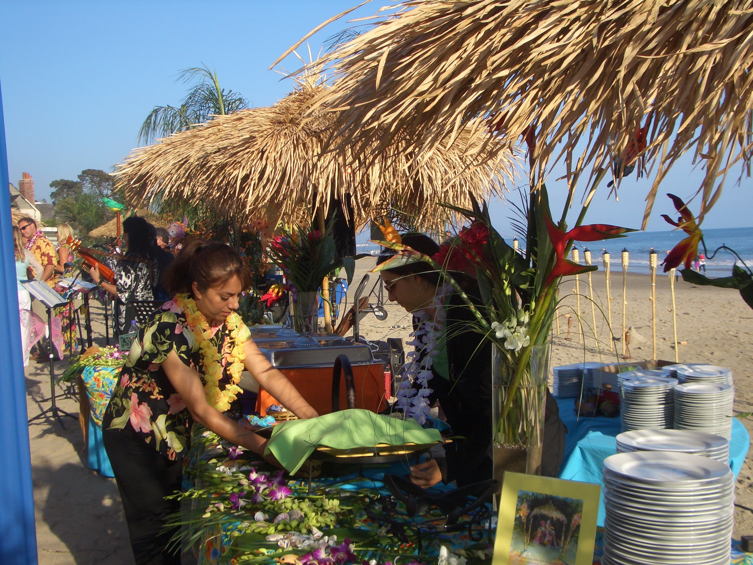 Corporate luau Hawaiian catering buffet and food service at a Henderson, NV event